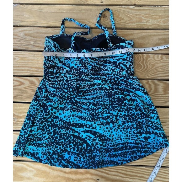 NEW Kim Gravel Smocked Bandeau & Shorts Swimsuit Set 8 Women’s Blue Black - Picture 10 of 11